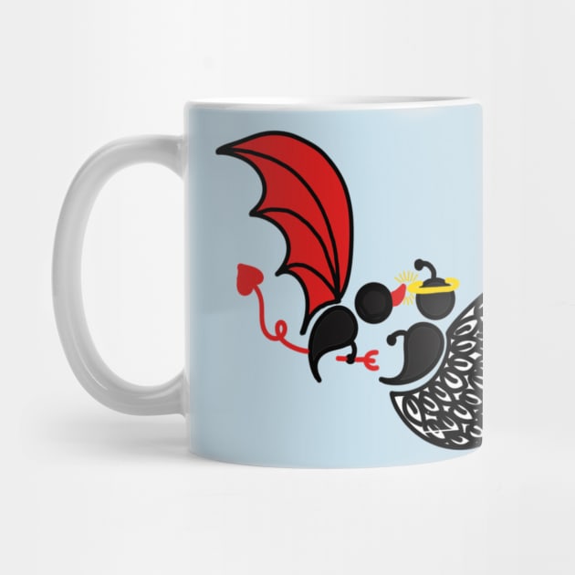 Clashing Angel and Demon Semicolon Butterflies by birdiestreasuretrove